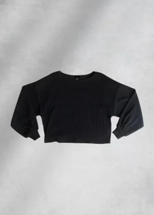 Charleigh Ribbed Oversized Top - Black
