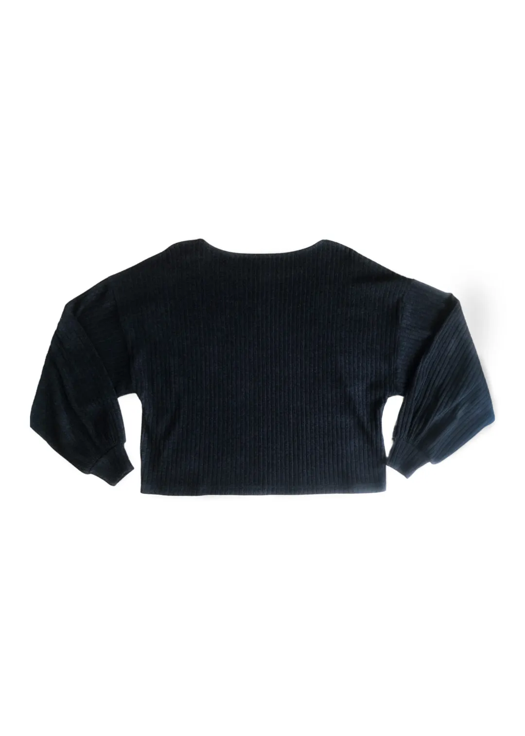 Charleigh Ribbed Oversized Top - Black