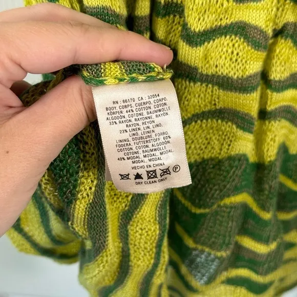 Charlie &amp; Robin Anthropologie Mod 70s Knit Chevron Green Halter Neck Dress Small