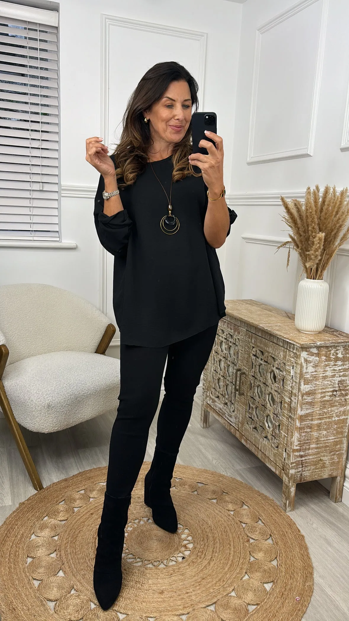 Charlie Black Necklace Blouse