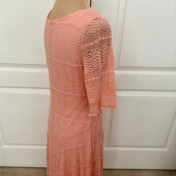 Chris McLaughlin Peach Fit &amp; Flare Lace Overlay Dress