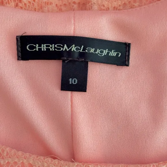Chris McLaughlin Peach Fit &amp; Flare Lace Overlay Dress