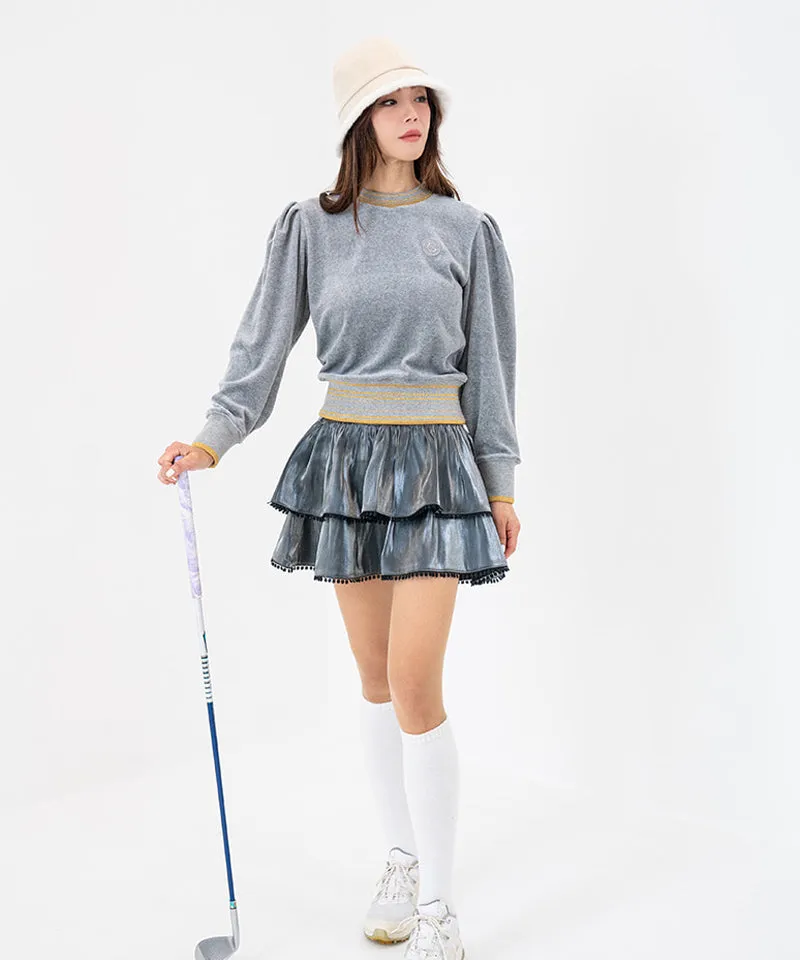 CHUCUCHU Velour Puff Crewneck - Gray
