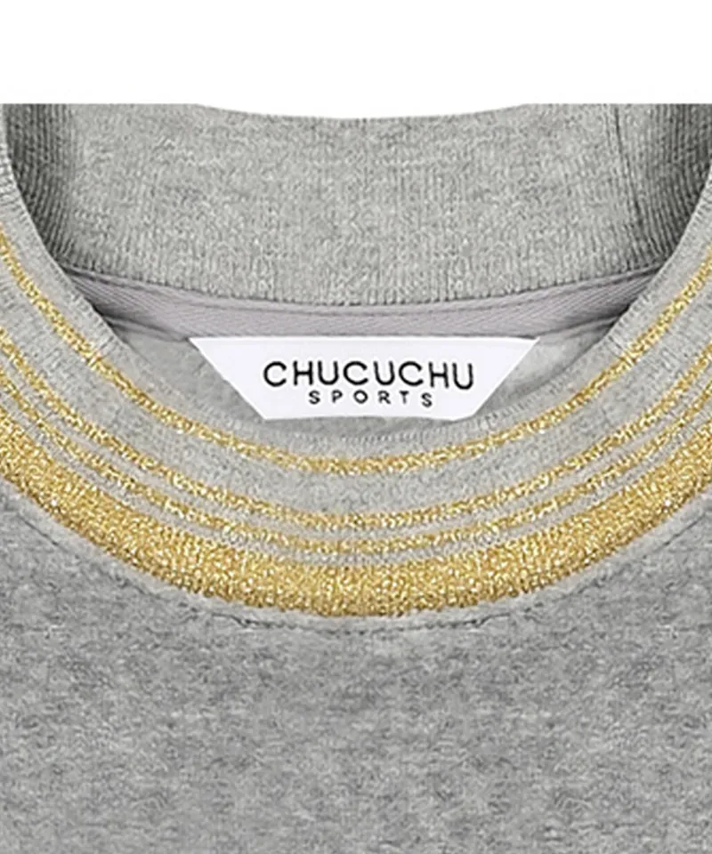 CHUCUCHU Velour Puff Crewneck - Gray