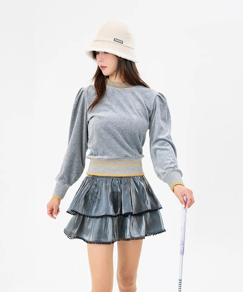 CHUCUCHU Velour Puff Crewneck - Gray