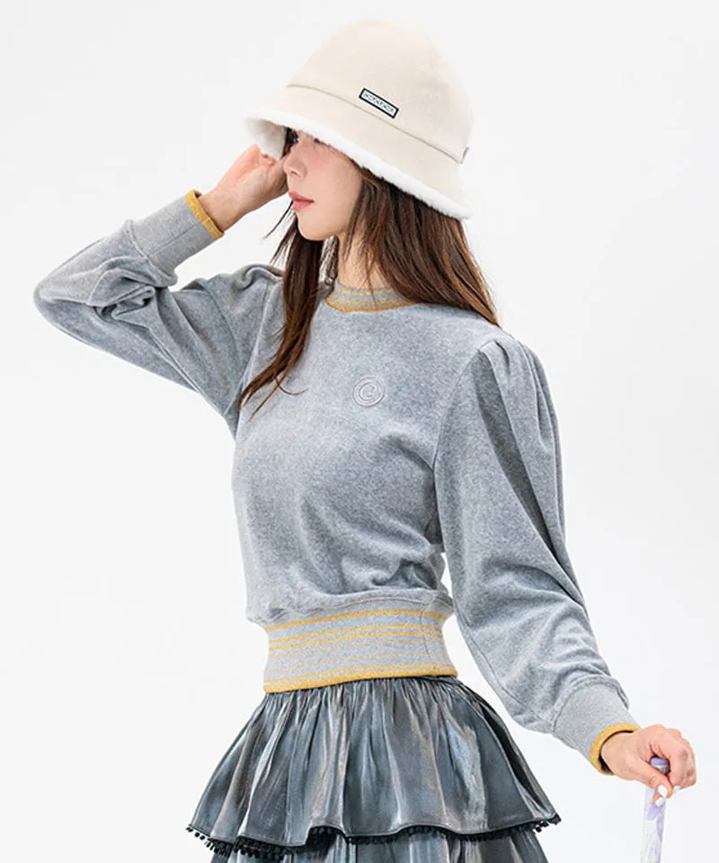 CHUCUCHU Velour Puff Crewneck - Gray