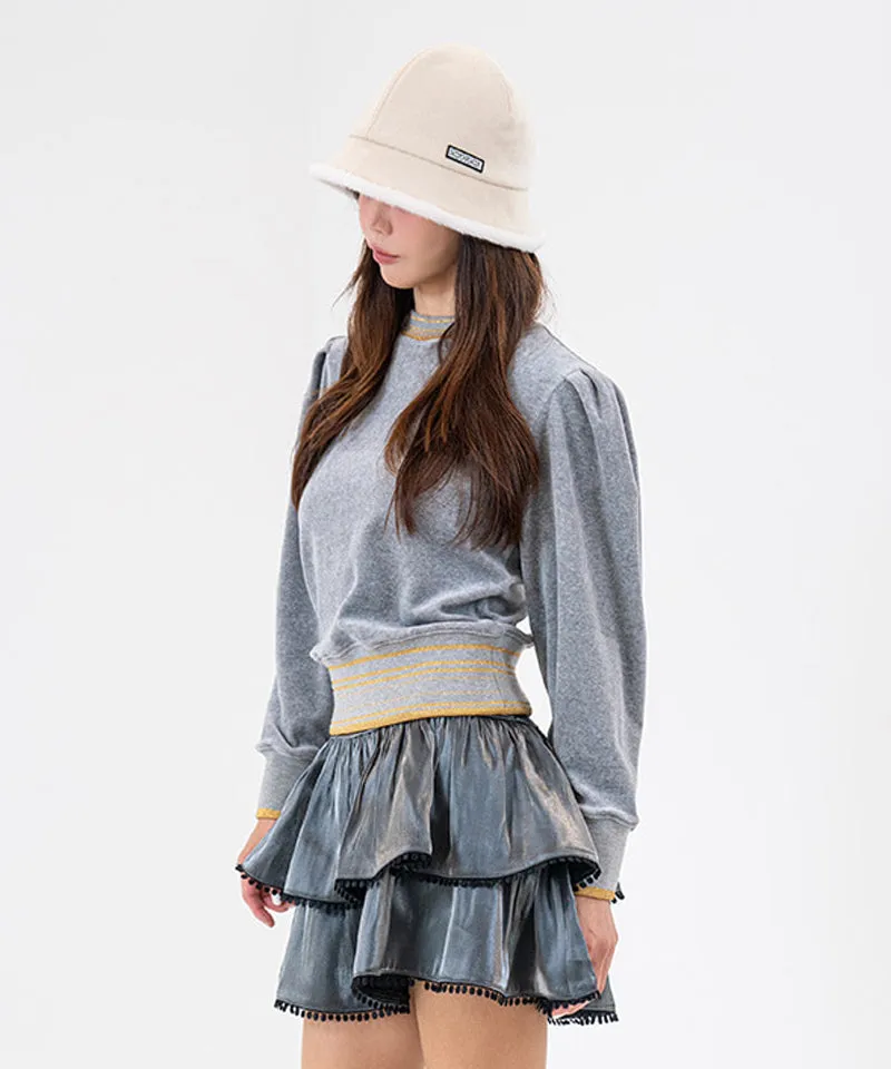 CHUCUCHU Velour Puff Crewneck - Gray