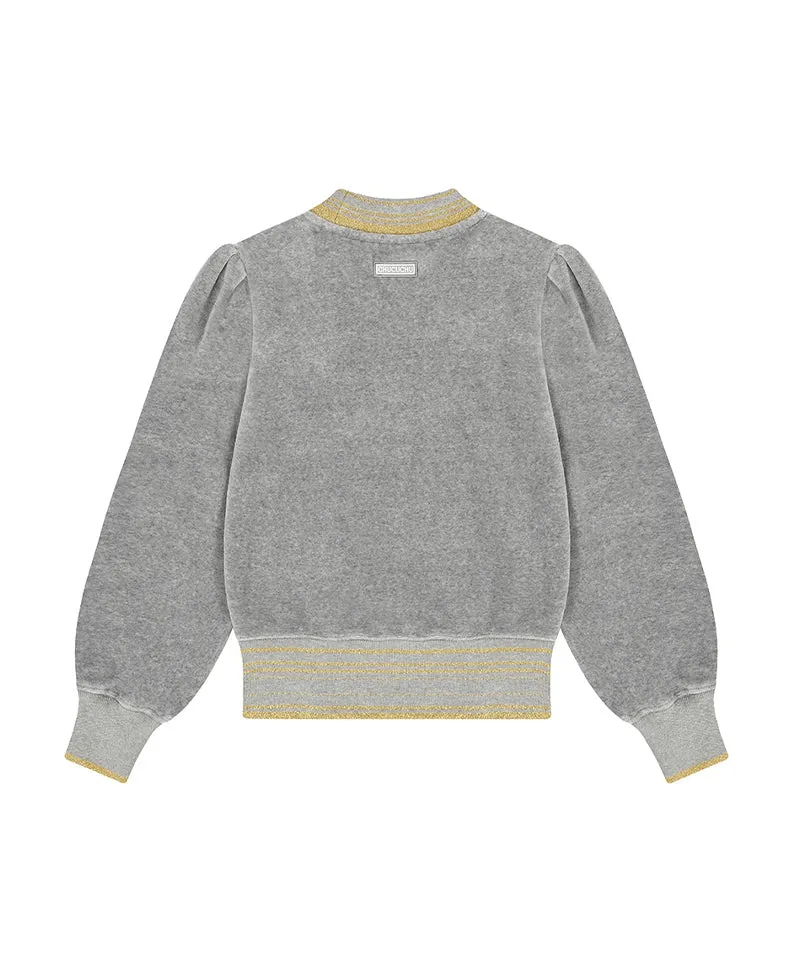 CHUCUCHU Velour Puff Crewneck - Gray