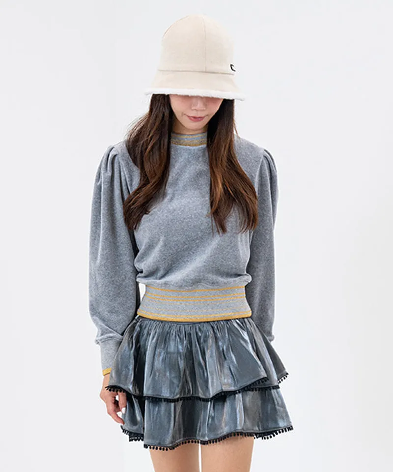 CHUCUCHU Velour Puff Crewneck - Gray