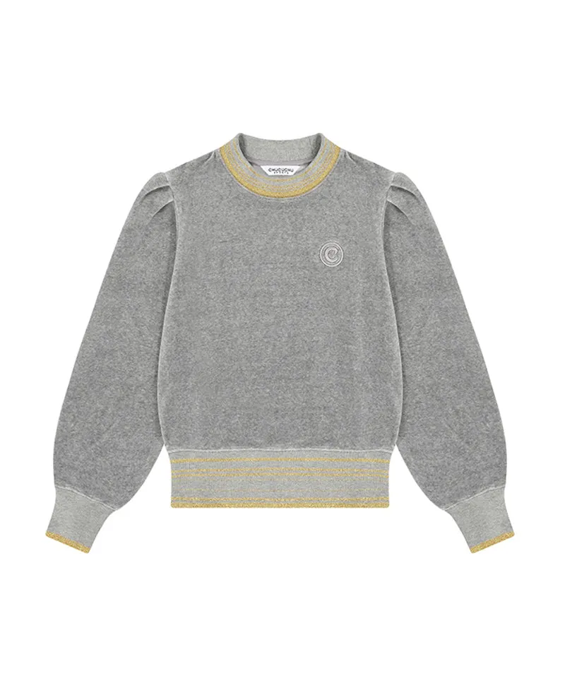 CHUCUCHU Velour Puff Crewneck - Gray