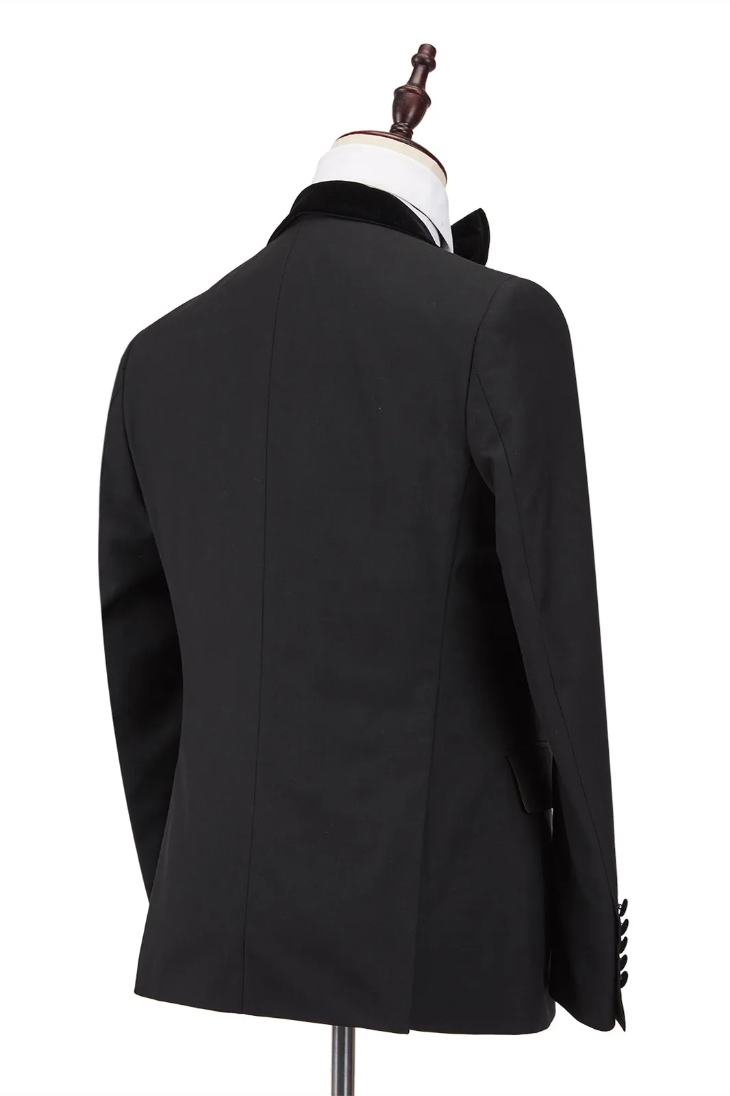 Claassic Stitching Velvet Shawl Lapel Black One Button Men Formal Wedding Suit Tuxedos Online