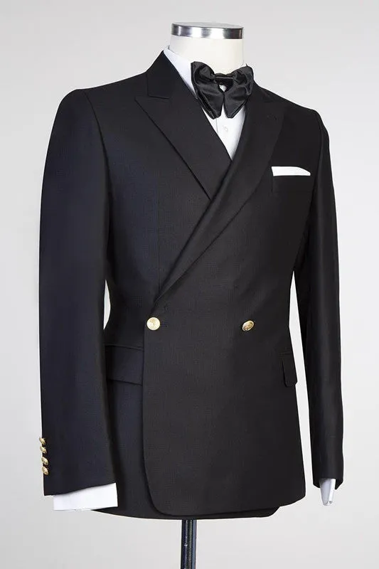 Classic Black Peaked Lapel Classy Men Suits for Prom
