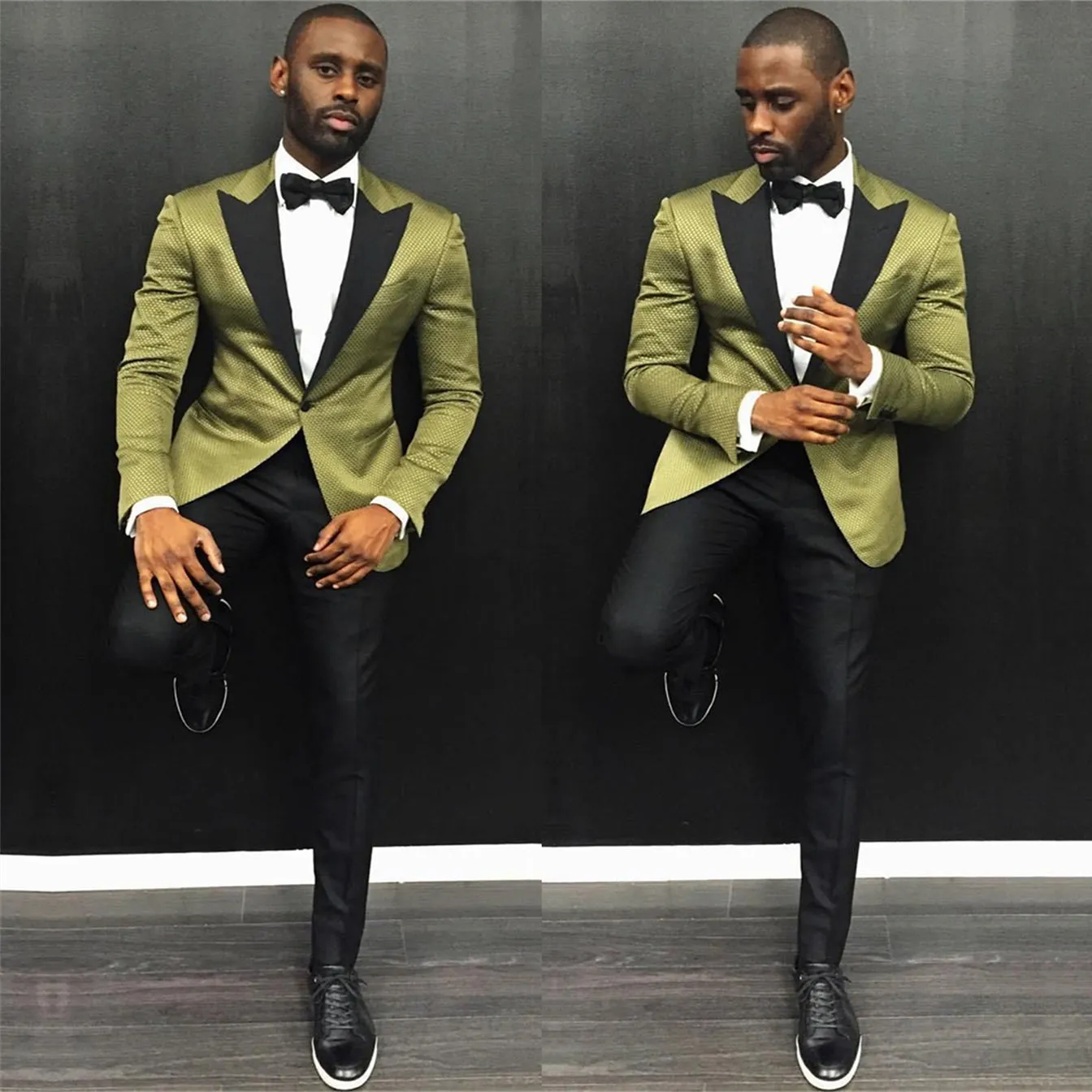 Classic One Button Slim Fit Prom Men Suit with Black Lapel