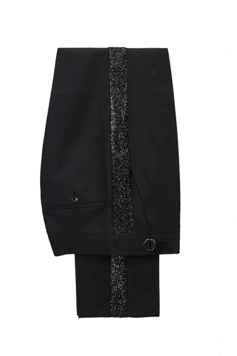 Classic Sky Blue Classy Sparkle Black Peak Lapel 2 Piece Men's Suit Online