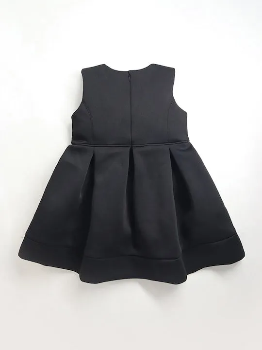 Classy Black Fit & Flare Sleeveless Moon Dress For Girls