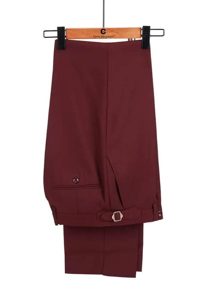 Classy Burgundy and Black Double Breasted Peaked Lapel Men Suits for Prom