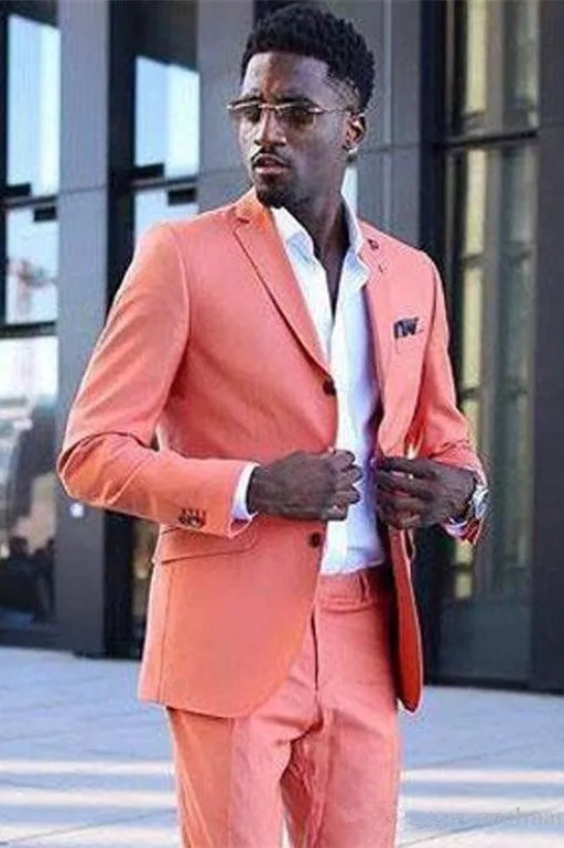 Classy Coral Classic Notched Lapel Slim Fit Men Suits