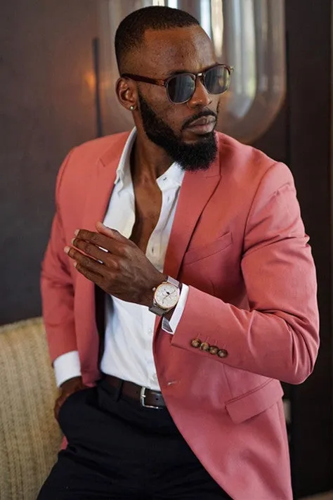 Classy Pink Two-Pieces Peaked Lapel Men's Prom Suits