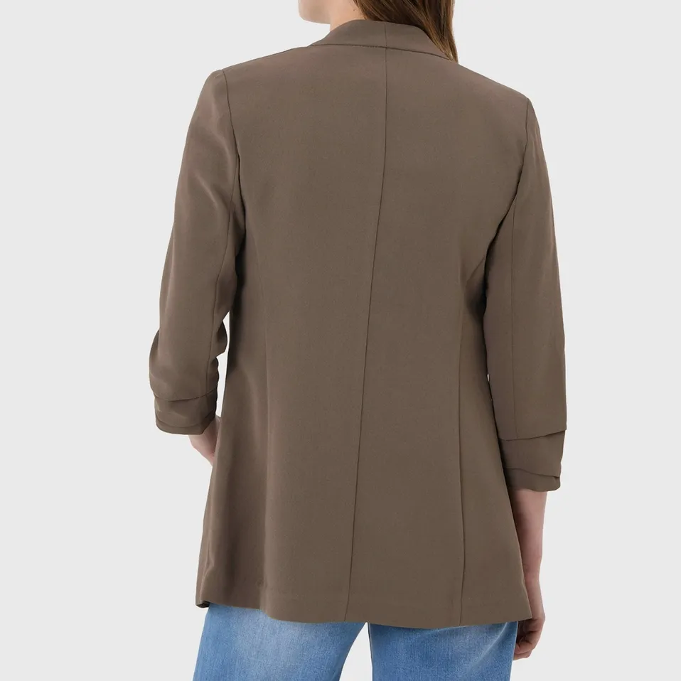 Collarless Blazer, Sepia