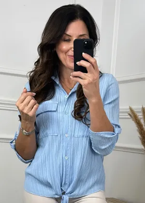 Constance Sky Blue Knotted Shirt