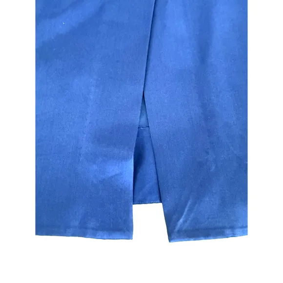 COS A-Line Midi Skirt 10 Royal Blue Silk Lyocell Side-Zip Unlined Rear Slit