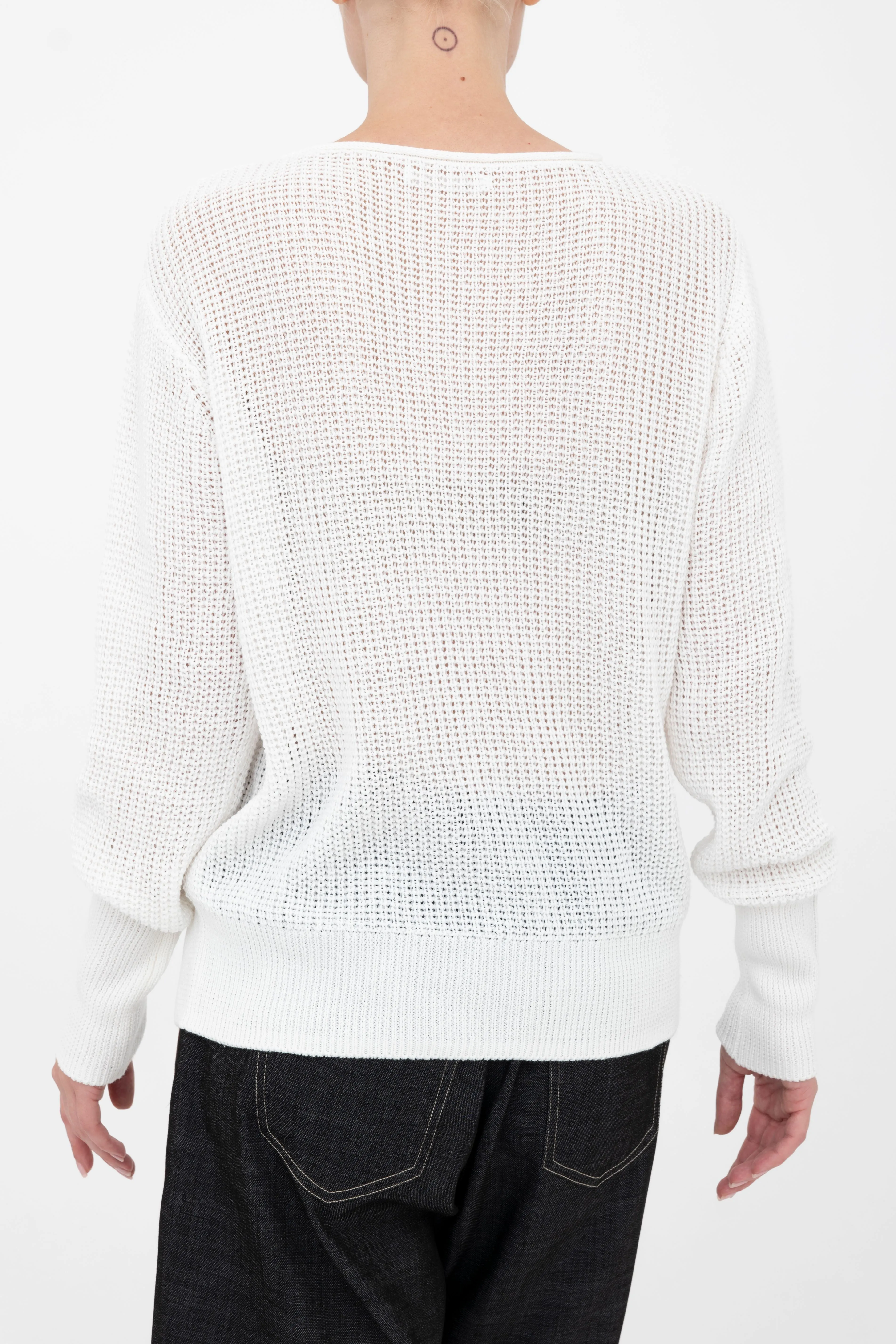 Cotton Waffle Knit Top with Grosgrain Trim - BERNETTE