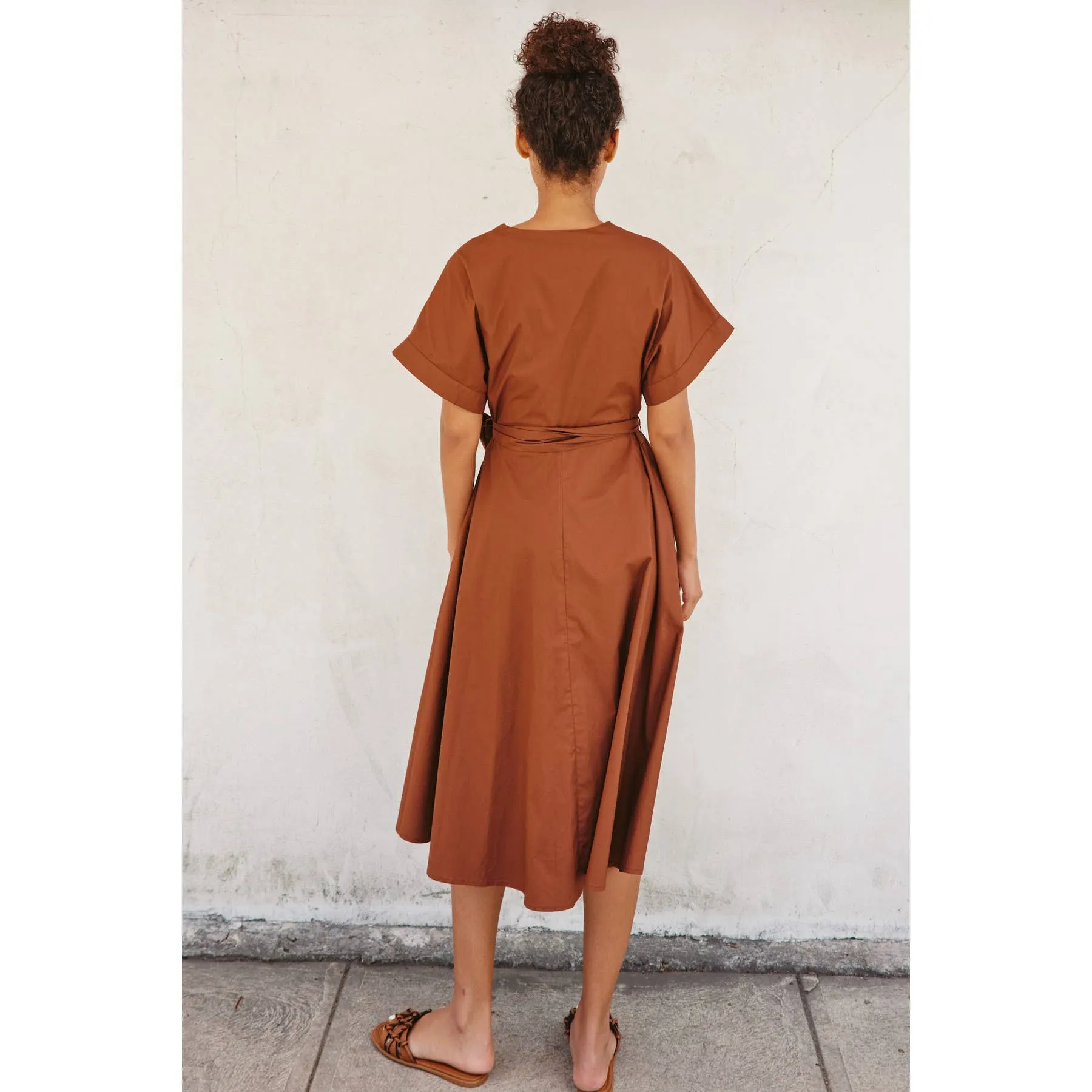 Cotton Wrap Midi Dress