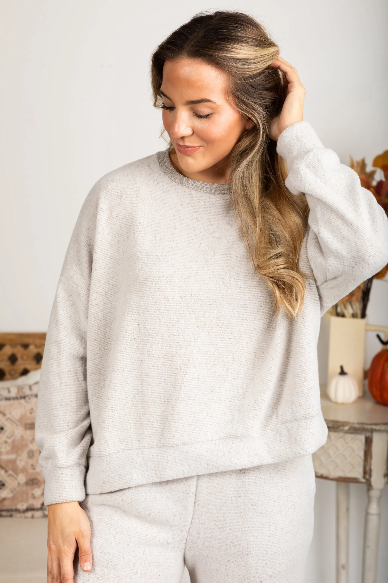 Crewneck Brushed Soft Knit Top