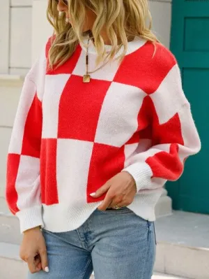 Crewneck Checkered Sweater [3 Colors]