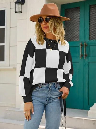Crewneck Checkered Sweater [3 Colors]