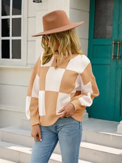 Crewneck Checkered Sweater [3 Colors]