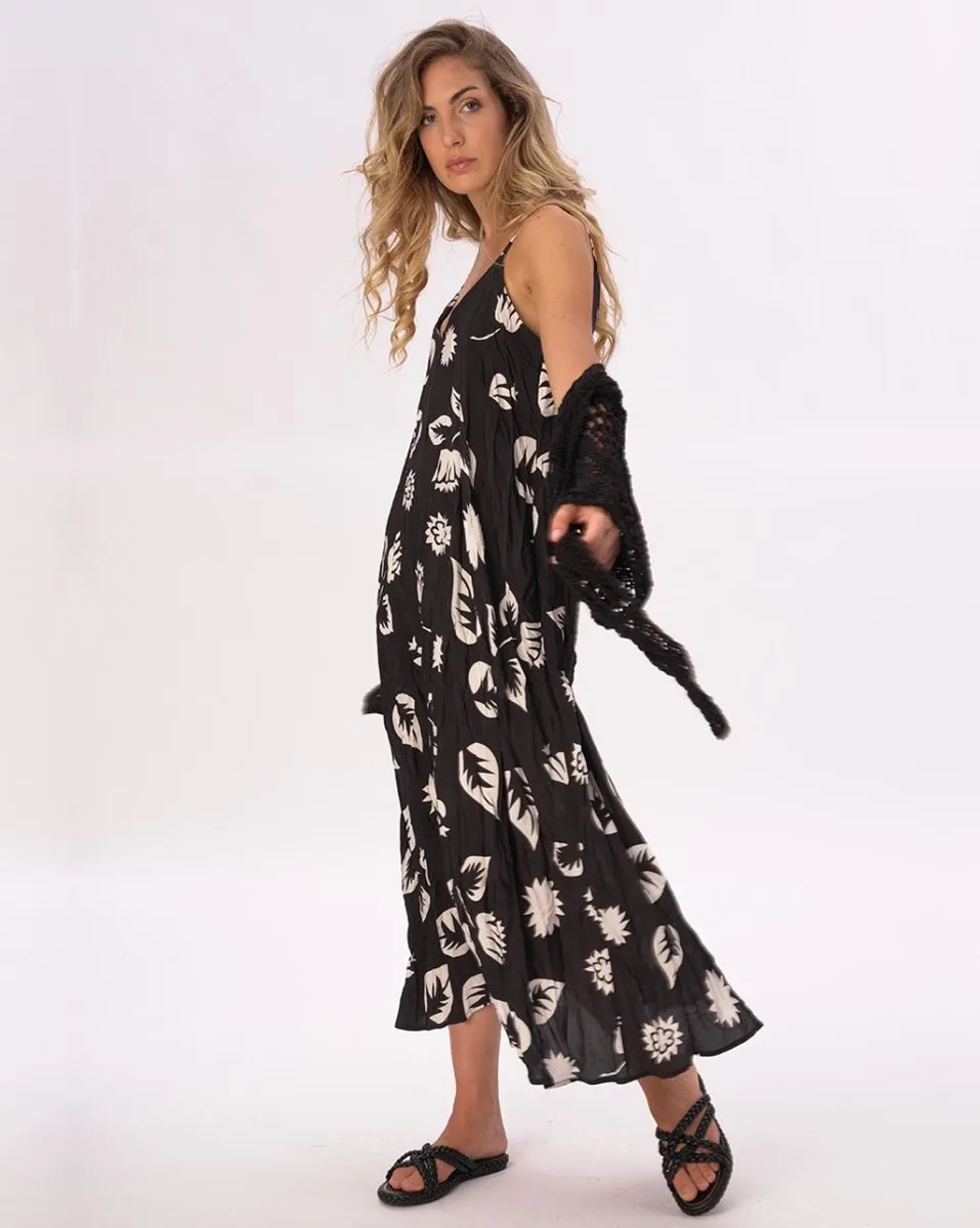 Crinkled Maxi Floral Slip Dress