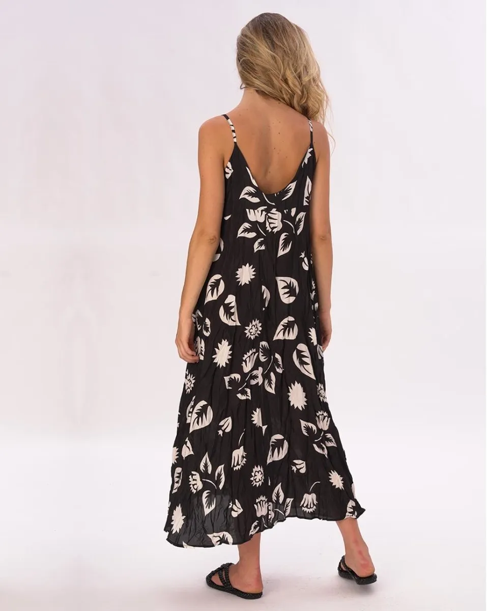 Crinkled Maxi Floral Slip Dress