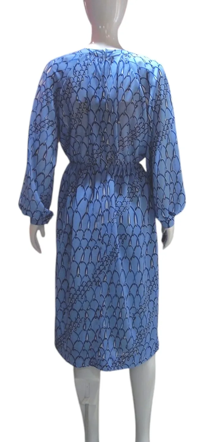 Curvy Chain Links Blue Vintage Dress