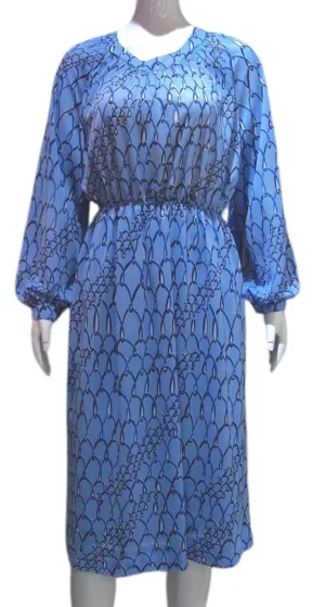 Curvy Chain Links Blue Vintage Dress