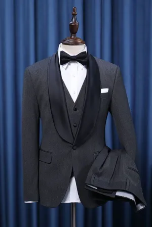 Decent All Black Three-pieces Bespoke Wedding Suit For Grooms
