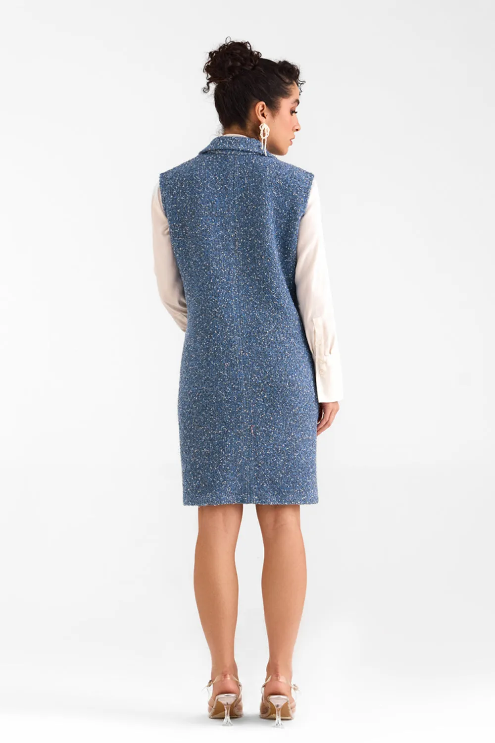 Denim Blue Tweed Blazer Dress