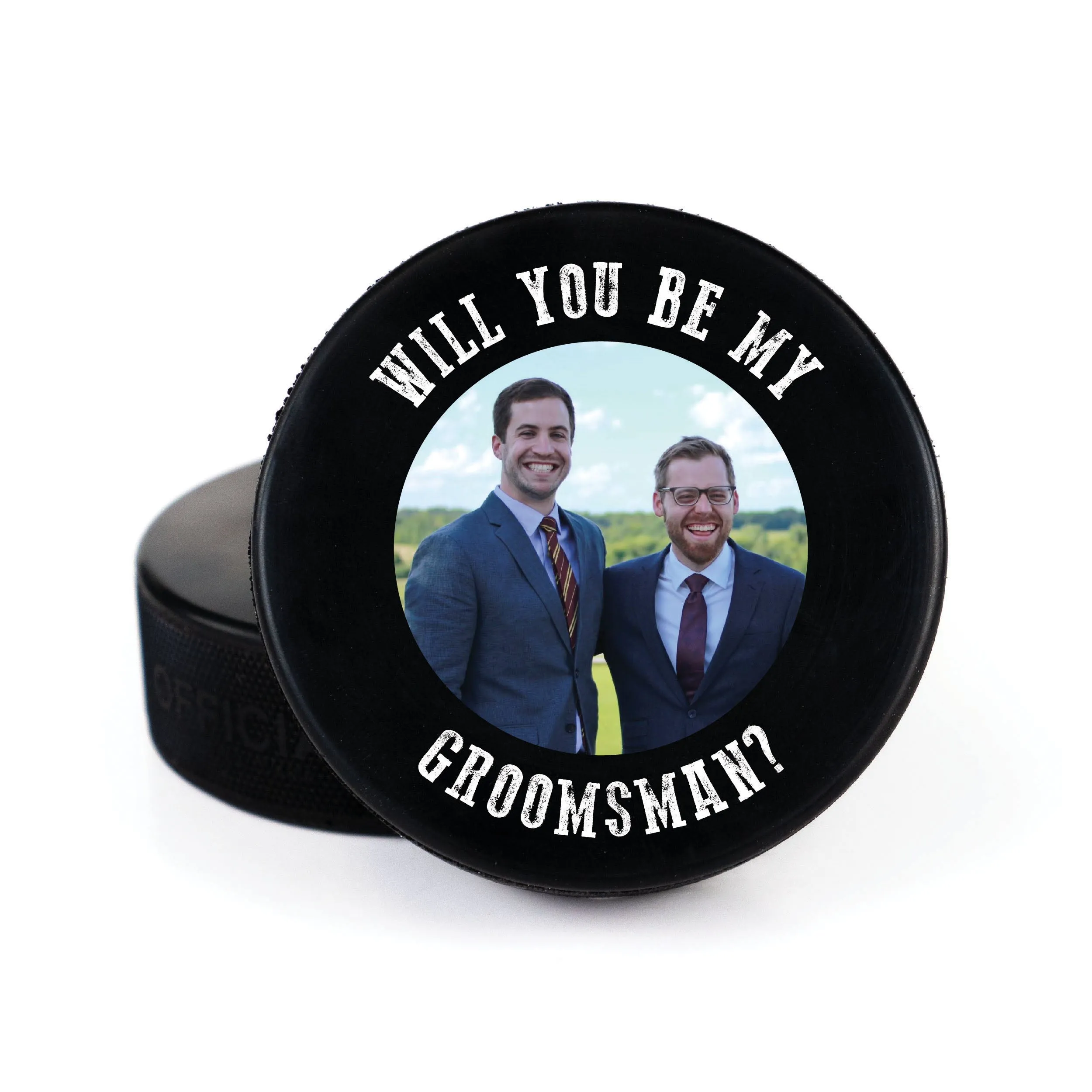 Diamond Name & Wedding Party Role, Printed Hockey Puck