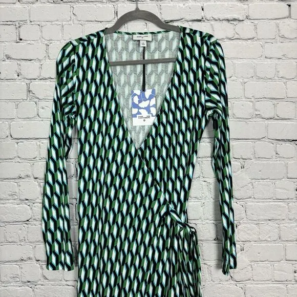 Diane Von Furstenberg DVF x Target Wrap Dress Arrow Geo Green Womens XS NEW
