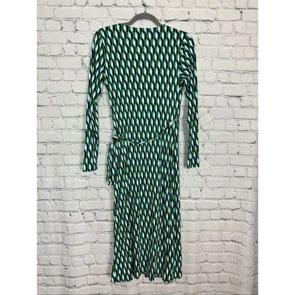 Diane Von Furstenberg DVF x Target Wrap Dress Arrow Geo Green Womens XS NEW