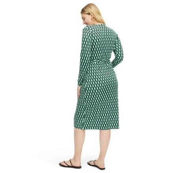 Diane Von Furstenberg DVF x Target Wrap Dress Arrow Geo Green Womens XS NEW