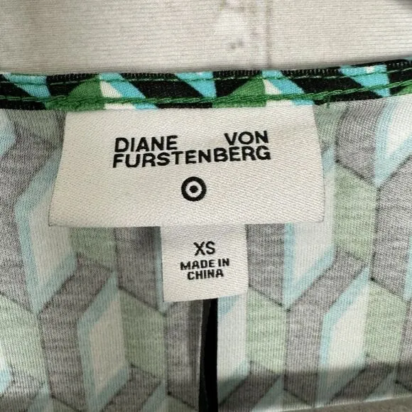 Diane Von Furstenberg DVF x Target Wrap Dress Arrow Geo Green Womens XS NEW