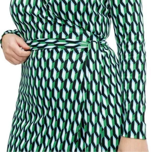 Diane Von Furstenberg DVF x Target Wrap Dress Arrow Geo Green Womens XS NEW