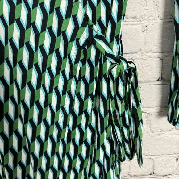 Diane Von Furstenberg DVF x Target Wrap Dress Arrow Geo Green Womens XS NEW