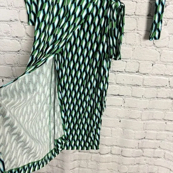 Diane Von Furstenberg DVF x Target Wrap Dress Arrow Geo Green Womens XS NEW