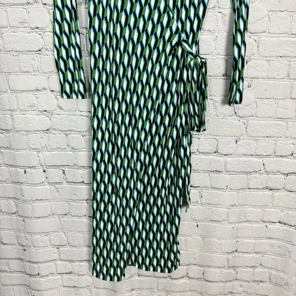 Diane Von Furstenberg DVF x Target Wrap Dress Arrow Geo Green Womens XS NEW
