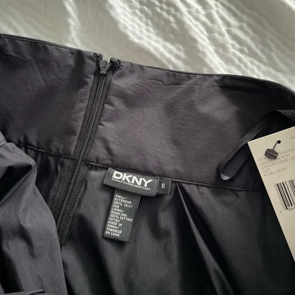 DKNY 100% Silk Black Organza Overlay Puff Skirt