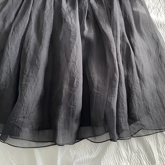 DKNY 100% Silk Black Organza Overlay Puff Skirt