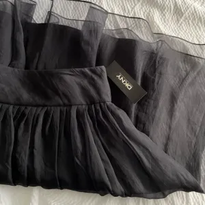 DKNY 100% Silk Black Organza Overlay Puff Skirt