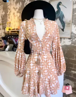 Dolman Sleeve Belted Ruffle Hem Mini